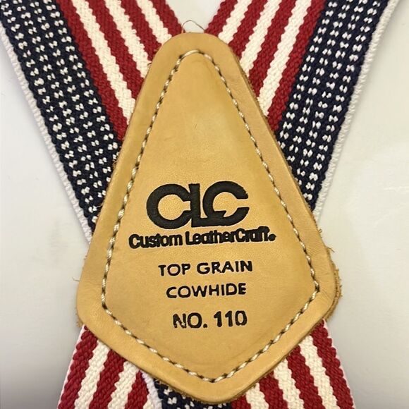 Custom Leather Craft Americana Adjustable No. 110 Suspenders Silver-Tone Clips - Picture 10 of 15